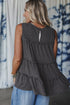 Dark Grey Tiered Frill Trim A-line Tank Top