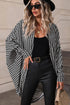 Black Houndstooth Print Open Front Long Dolman Kimonos