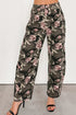 Green Camouglage Floral Print Boyfriend Casual Pants