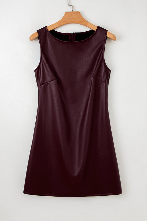 Wild Ginger Vegan Leather Sleeveless Mini Dress