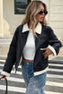 Black Faux Fur Contrast Trim Leather Jacket