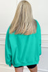 Sea Green Oversize Blessed Embroidered Mock Neck Sweatshirt