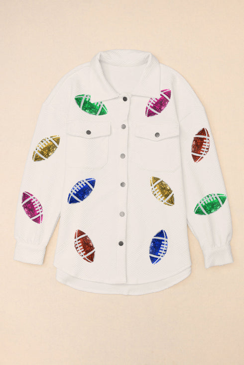 beige-sequin-rugby-football-textured-knit-collared-game-day-shirt-jacket