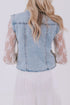 Beau Blue Scalloped Trim Patch Pocket Button Front Denim Vest