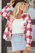 Rose Christmas Plaid Casual Flannel Shacket