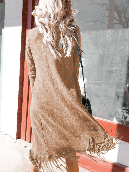 light-french-beige-fringed-hem-pocketed-open-cardigan