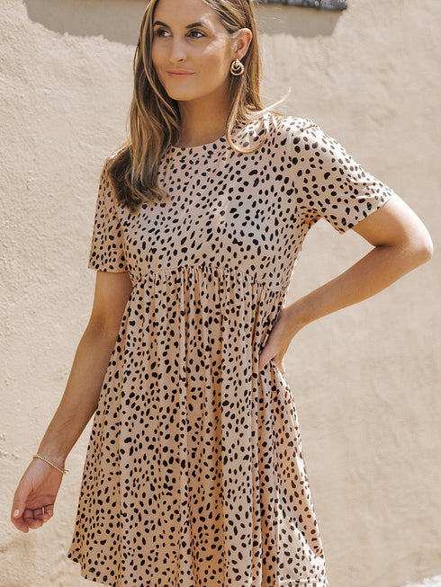 womens-dresses-temperament-floral-casual-strap-waist-round-neck-mini-dress