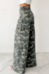 Green Camo Denim Cargo Wide Leg Pants