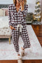Black Christmas Fashion Plaid Long Sleeve Shirt Contrast Drawstring Pants Set