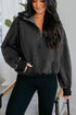 Black Half Zip Kangaroo Pocket Mineral Wash Baggy Hoodie