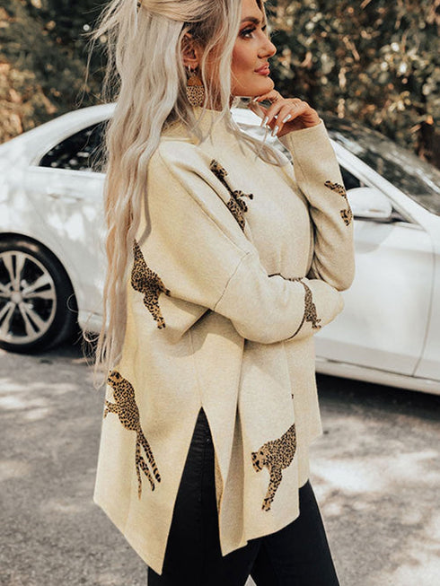 parchment-lively-cheetah-print-high-neck-split-hem-sweater