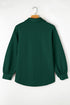 Blackish Green Cable Texture Puff Sleeve Loose Shacket