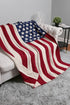 Fiery Red American Flag Sherpa Throw Blanket