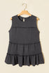 Dark Grey Tiered Frill Trim A-line Tank Top