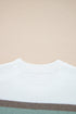 White Striped Color Block Knit Drop Shoulder Sweater