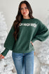 Blackish Green MERRY CHRISTMAS HO HO HO Drop Shoulder Loose Sweater