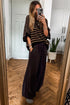 Black Stripe 3/4 Draped Sleeve Slouchy Sweater