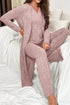 Delicacy 3pcs Slim T Shirt Pants Lounge Set with Duster Open Top