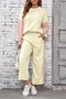 Apricot 2pcs Color Block Pullover Loose Pant Set