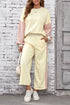 Apricot 2pcs Color Block Pullover Loose Pant Set