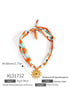 Vitality Orange Geometric Heart Print Scarf Golden Sun Pendant Boho Necklace