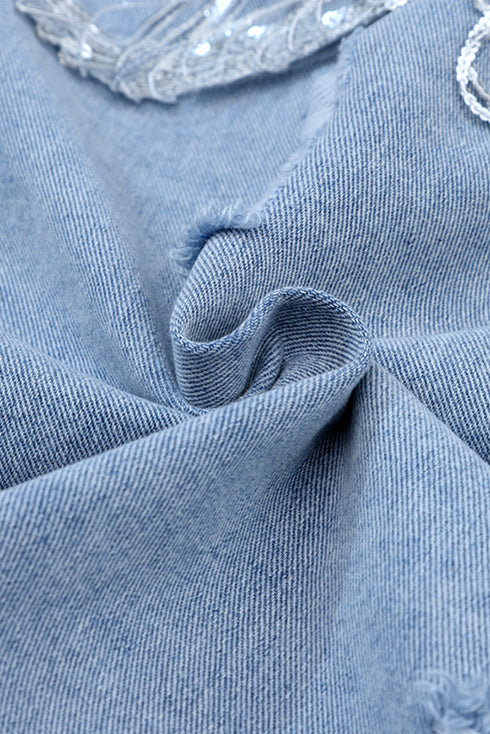 sky-blue-sequin-embellished-fringe-distressed-denim-jacket