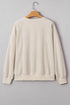 Beige merry little thing Corded Letter Graphic Ribbed Loose Sweatshirt