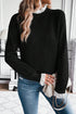 Black Contrast Lace Frilled Trim Raglan Sleeve Sweater