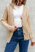 Beige Open Knit Drop Shoulder Sweater Cardigan