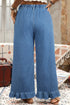 Ashleigh Blue Plus Size Elastic Waist Ruffled Wide Leg Denim Pants