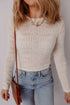 Jet Stream Semi Sheer Lace Long Sleeve Cropped Top