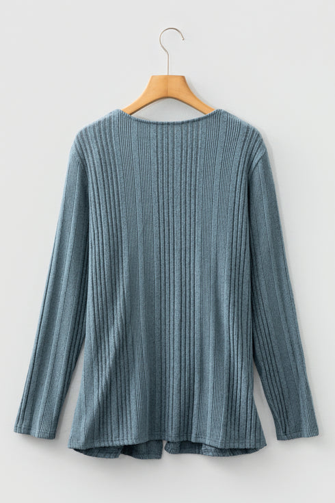 ribbed open cardigan