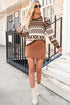 Brown Abstract Print Pullover Sweater