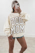 Beige Ribbed Texture DOG MOM Letter Print Oversize Sweatshirt