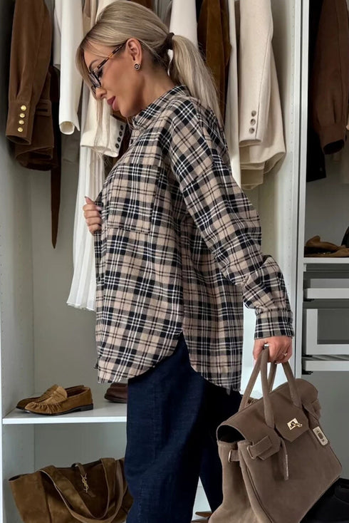 Parchment Plaid Classic Tunic Shacket