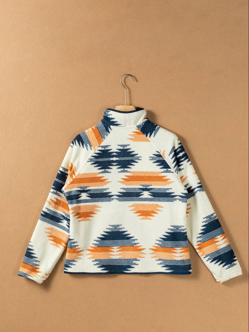 multicolour-western-aztec-snap-buttoned-fleece-jacket