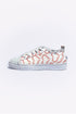 White Baseball Seam Printed Frayed Canvas Shoes