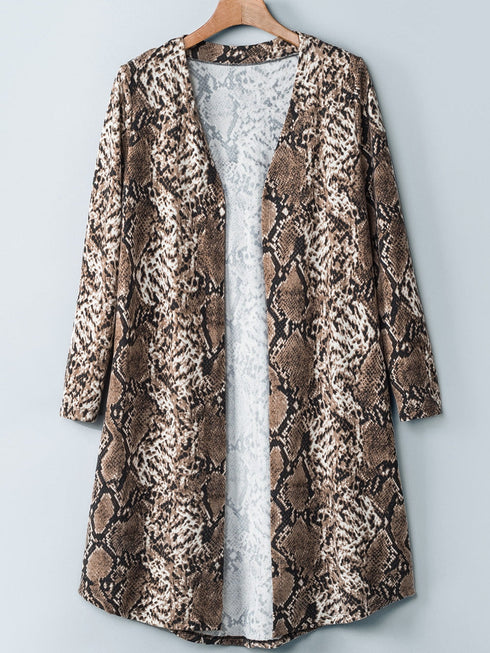 snake-print-long-cardigan