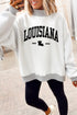 Light Grey LA Letter Print Reversible Double Wear Mock Neck Sweatshirt