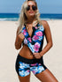 elegant-floral-zip-front-sporty-2pcs-tankini-swimsuit
