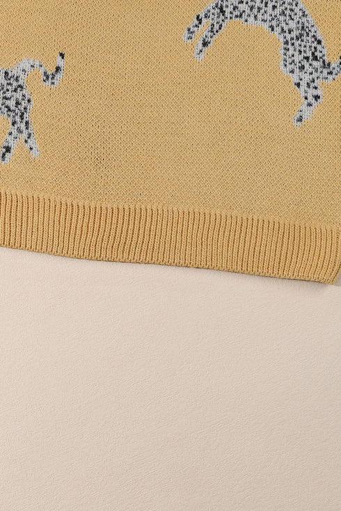 camel-fuzzy-cheetah-accent-round-neck-sweater