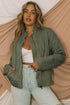 Green Zip-Up Pocket Quilted Jacket