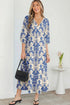 Sky Blue Boho Printed Half Sleeve Maxi Dress
