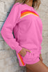 Bonbon Striped Accent Pullover and Shorts Two Piece Casual Set