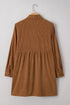 Camel Corduroy Full Buttoned Collared Shirt Style Plus Size Dress