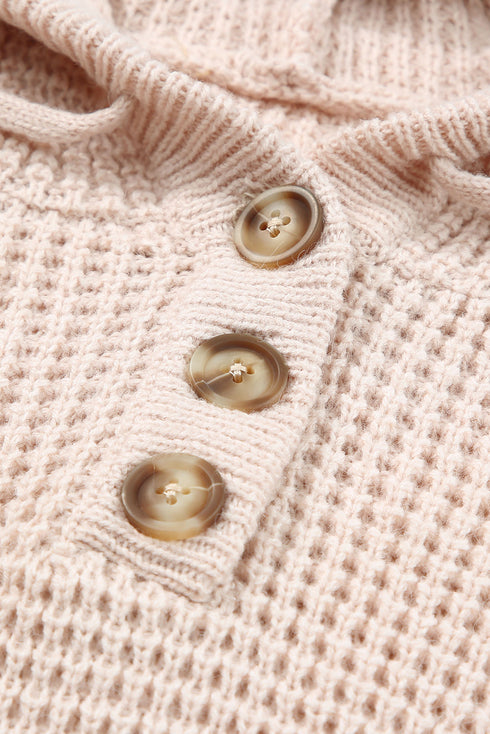 apricot-waffle-knit-buttons-hooded-sweater-with-pocket