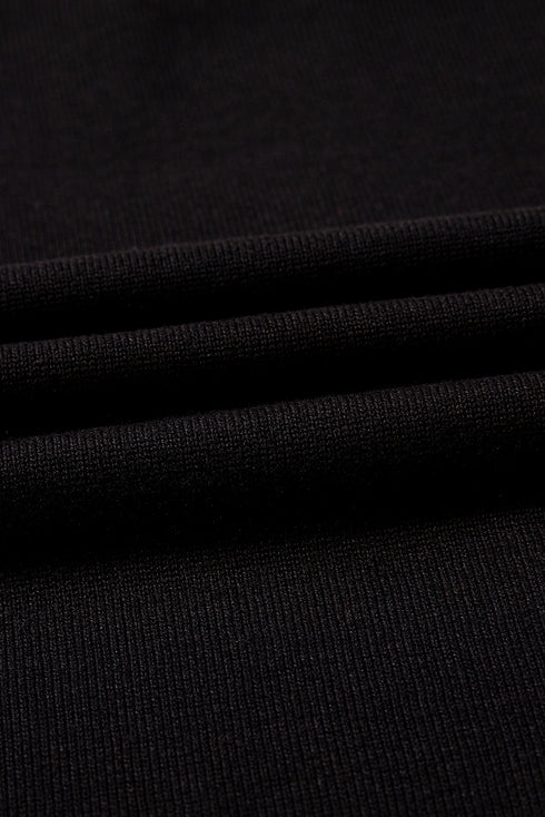 Black white Heart Print Contrast Trim Drop Shoulder Sweater