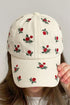 White Rose Flower Embroidered Baseball Cap