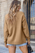Light French Beige Front Center Seam Drop Shoulder Pullover Solid Sweater