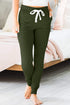 Moss Green Drawstring Elastic Waistband Pocketed Joggers